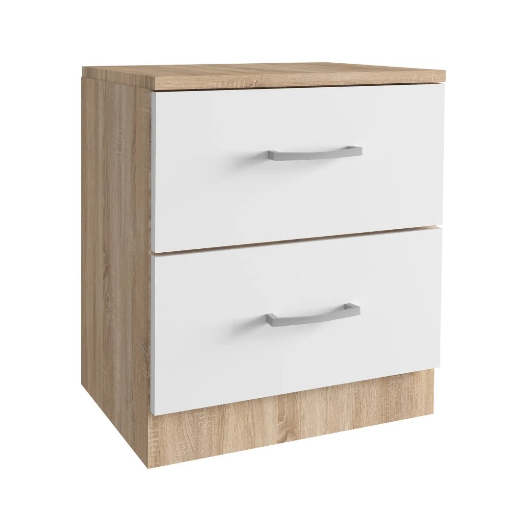 comodino 2 cassetti bianco