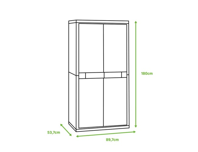 Armadio alto Jumbo Cab 2900 Qblack TERRY STORAGE in polipropilene, grigio L 89.7 x H 180 x P 53.7 cm 2 ante, adatto per interno/esterno