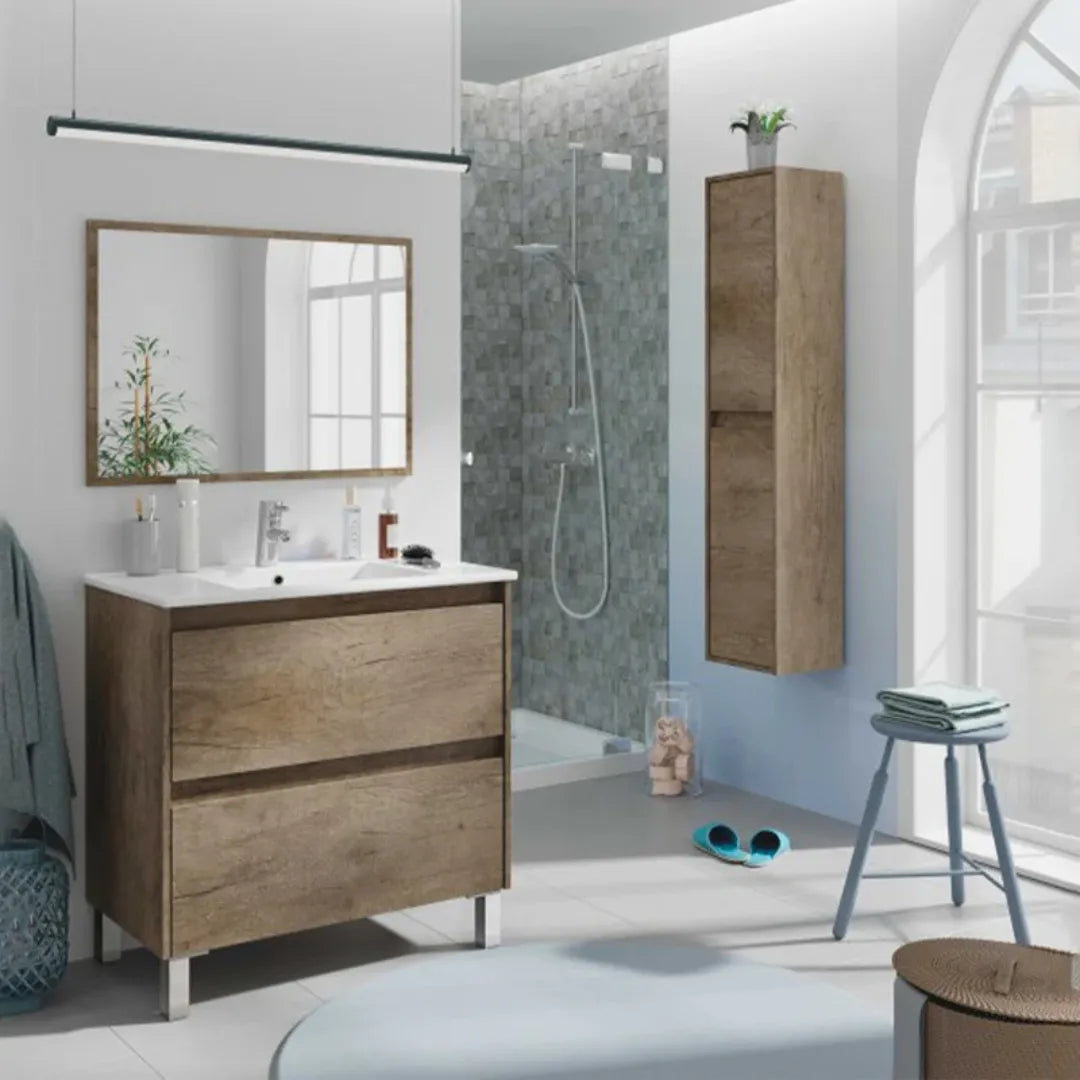 Mobile da bagno 2 cassetti con specchio