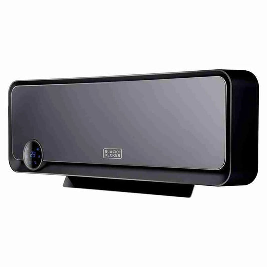 Termoventilatore a parete nero con display digitale
