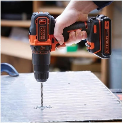 BLACK+DECKER BDCHD18S32 trapano a percussione senza fili 18 V – 32 accessori + Borsa di stoccaggio, 18 V, Orange, Set di 2 pezzi