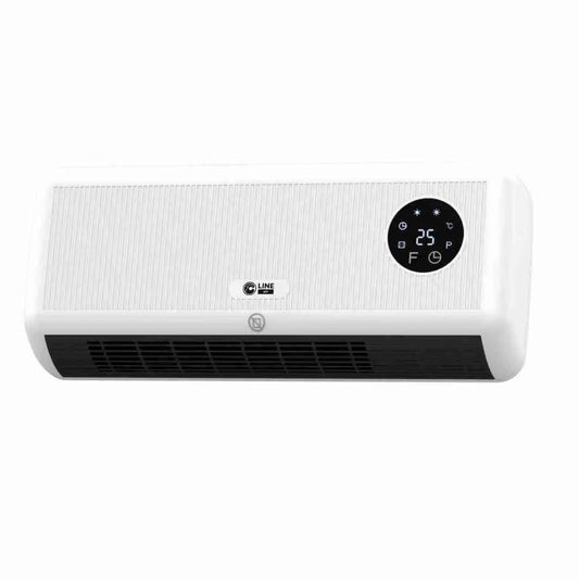 Termoventilatore a parete bianco con display digitale