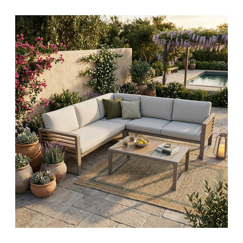 SALOTTO ANGOLARE ALU BLOSSOM SABBIA