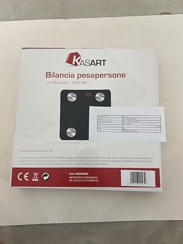 Kasart Bilancia pesapersona digitale, 180kg con vetro temperato Nero