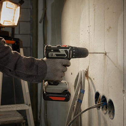 KOMBO - Trapano Avvitatore Cordless 20V con 2 Batterie Litio 1300mAh e Valigetta – 2 Velocità 0-400/0-1400rpm, 18+1 Coppie, Mandrino Autoserrante 10mm, Foratura Legno/Ferro/Muro