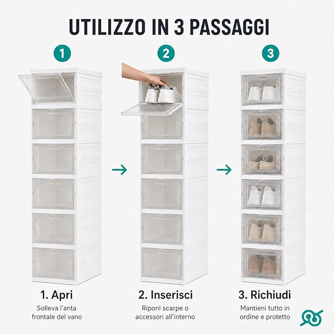 tempo di saldi Scarpiera Salvaspazio 6 Ripiani circa 25,5 x 34,5 x 105 cm, Plastica Rigida - Organizer Porta Scarpe con Ante Trasparenti per Ingresso, Camera e Armadio