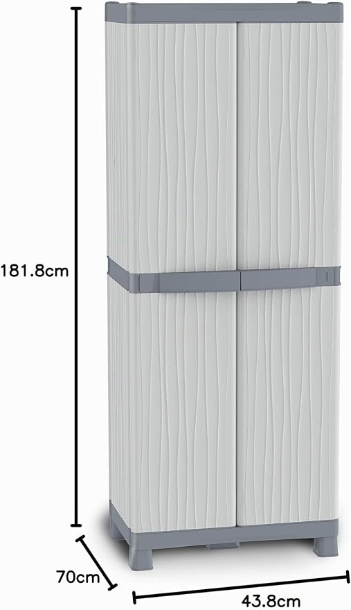 Terry, Base 3700 UW, Armadio da Esterno Interno, Due Ante con Divisorio Verticale, 4 Ripiani Interni. Materiale: Plastica, Dimensioni: 70x43,8x181,8 cm