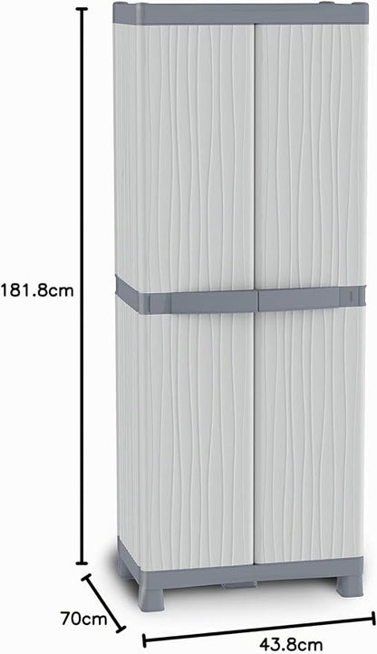 Terry, Base 3700 UW, Armadio da Esterno Interno, Due Ante con Divisorio Verticale, 4 Ripiani Interni. Materiale: Plastica, Dimensioni: 70x43,8x181,8 cm