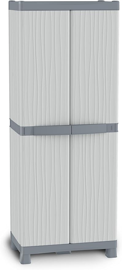Terry, Base 3700 UW, Armadio da Esterno Interno, Due Ante con Divisorio Verticale, 4 Ripiani Interni. Materiale: Plastica, Dimensioni: 70x43,8x181,8 cm