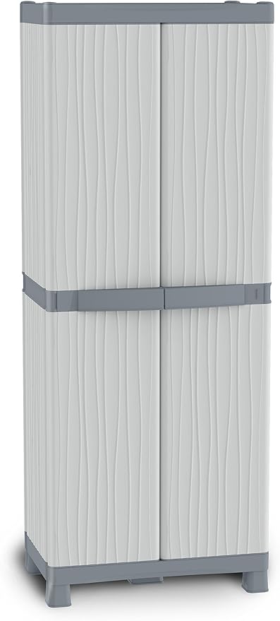 Terry, Base 2700 Uw, Armadietto da Interno Esterno a Due Ante, 4 Ripiani Regolabili e 2 Vaschette. Materiale: Plastica, Dimensioni: 70x43,8x181,8 cm