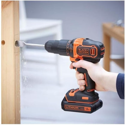 BLACK+DECKER BDCHD18S32 trapano a percussione senza fili 18 V – 32 accessori + Borsa di stoccaggio, 18 V, Orange, Set di 2 pezzi