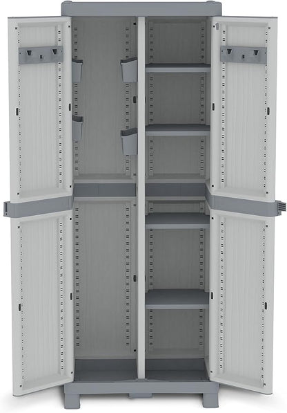 Terry, Base 3700 UW, Armadio da Esterno Interno, Due Ante con Divisorio Verticale, 4 Ripiani Interni. Materiale: Plastica, Dimensioni: 70x43,8x181,8 cm