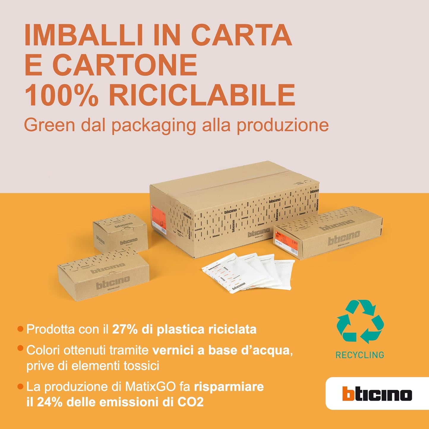 BTICINO MatixGO Presa di corrente con porta USB 1 modulo Bianco JW4191AC Caricatore USB con una porta tipo A e una tipo C, 15W