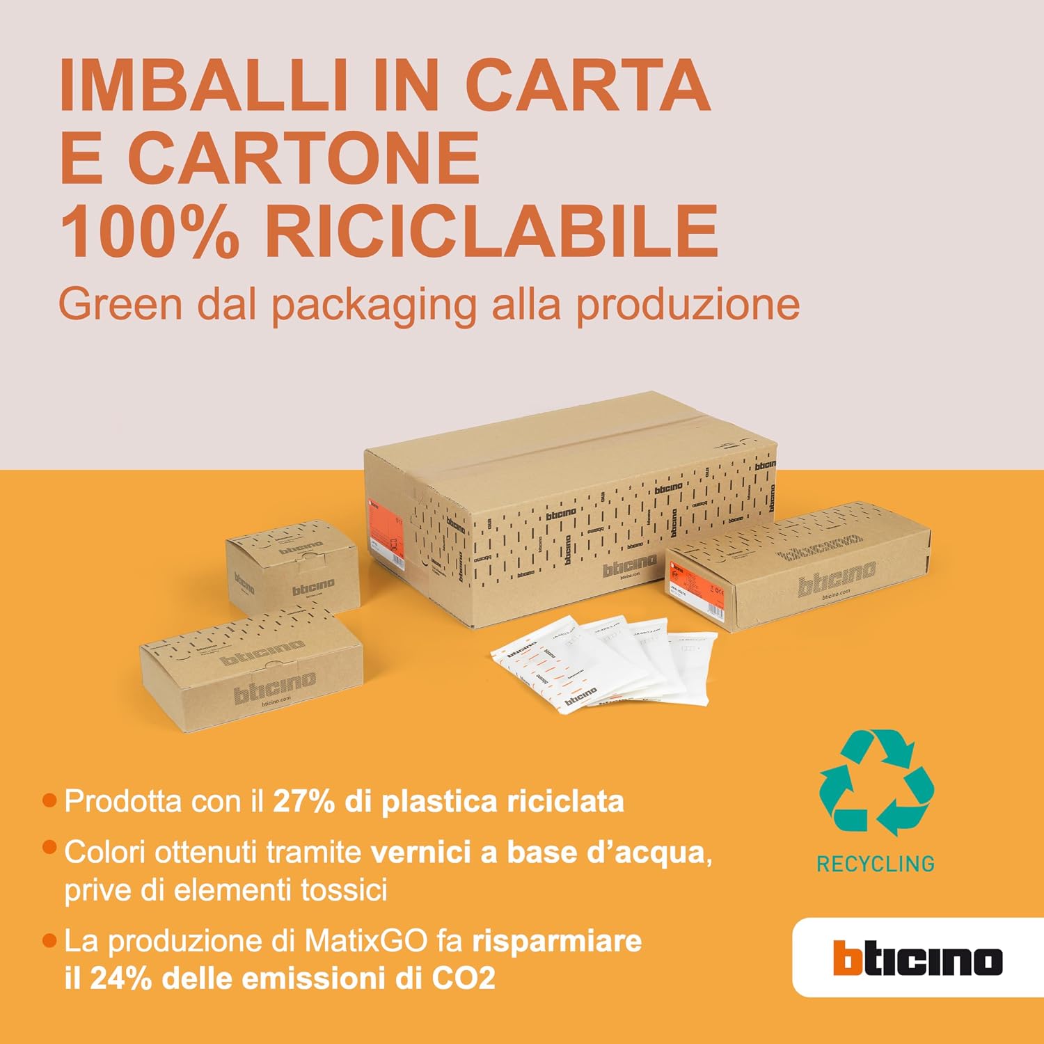 BTICINO MatixGO Presa di corrente con porta USB 1 modulo Bianco JW4191AC Caricatore USB con una porta tipo A e una tipo C, 15W