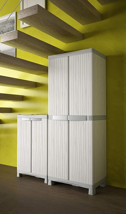Terry, Base 3700 UW, Armadio da Esterno Interno, Due Ante con Divisorio Verticale, 4 Ripiani Interni. Materiale: Plastica, Dimensioni: 70x43,8x181,8 cm