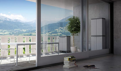 Terry, Base 3700 UW, Armadio da Esterno Interno, Due Ante con Divisorio Verticale, 4 Ripiani Interni. Materiale: Plastica, Dimensioni: 70x43,8x181,8 cm
