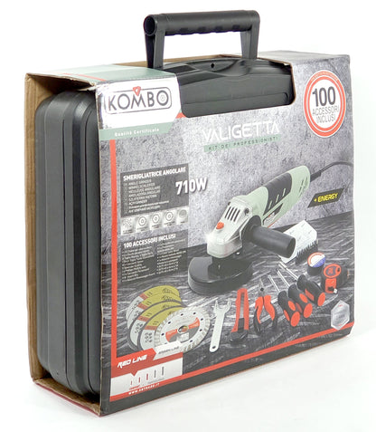 Smerigliatrice Angolare 710W in valigetta: 100 accessori