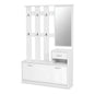 Mobile Ingresso 100x26 cm Bianco con Scarpiera e Specchio | Rudolf