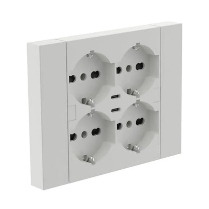 Multipresa Incasso Quadra con 4 Prese Bipasso Schuko e 2 USB-C | Electoline