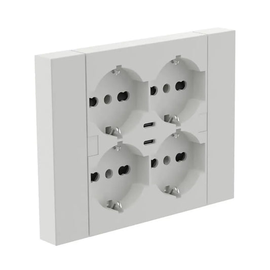 Multipresa Incasso Quadra con 4 Prese Bipasso Schuko e 2 USB-C | Electoline