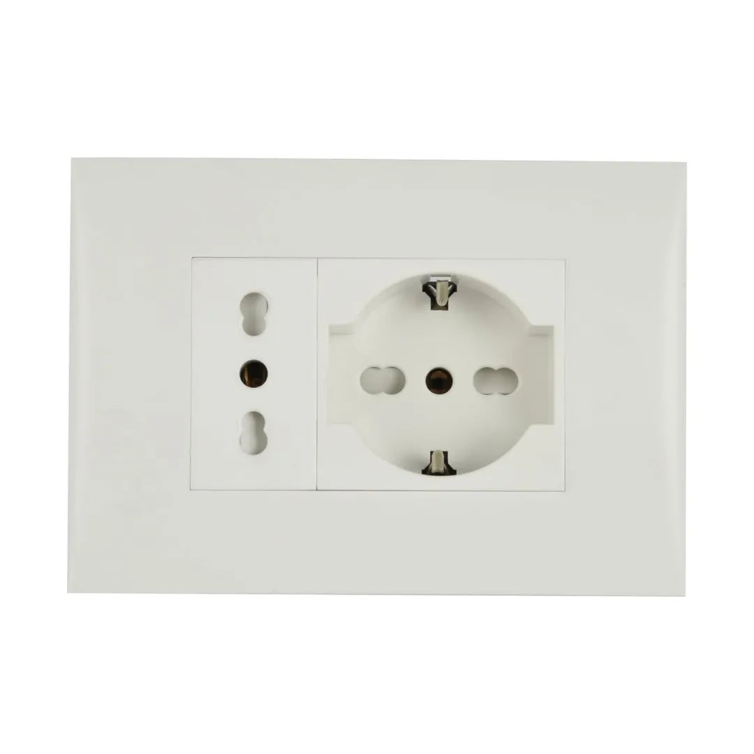 Placca con Supporto, Presa Bipasso e Schuko | Electroline