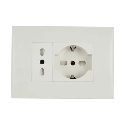 Placca con Supporto, Presa Bipasso e Schuko | Electroline