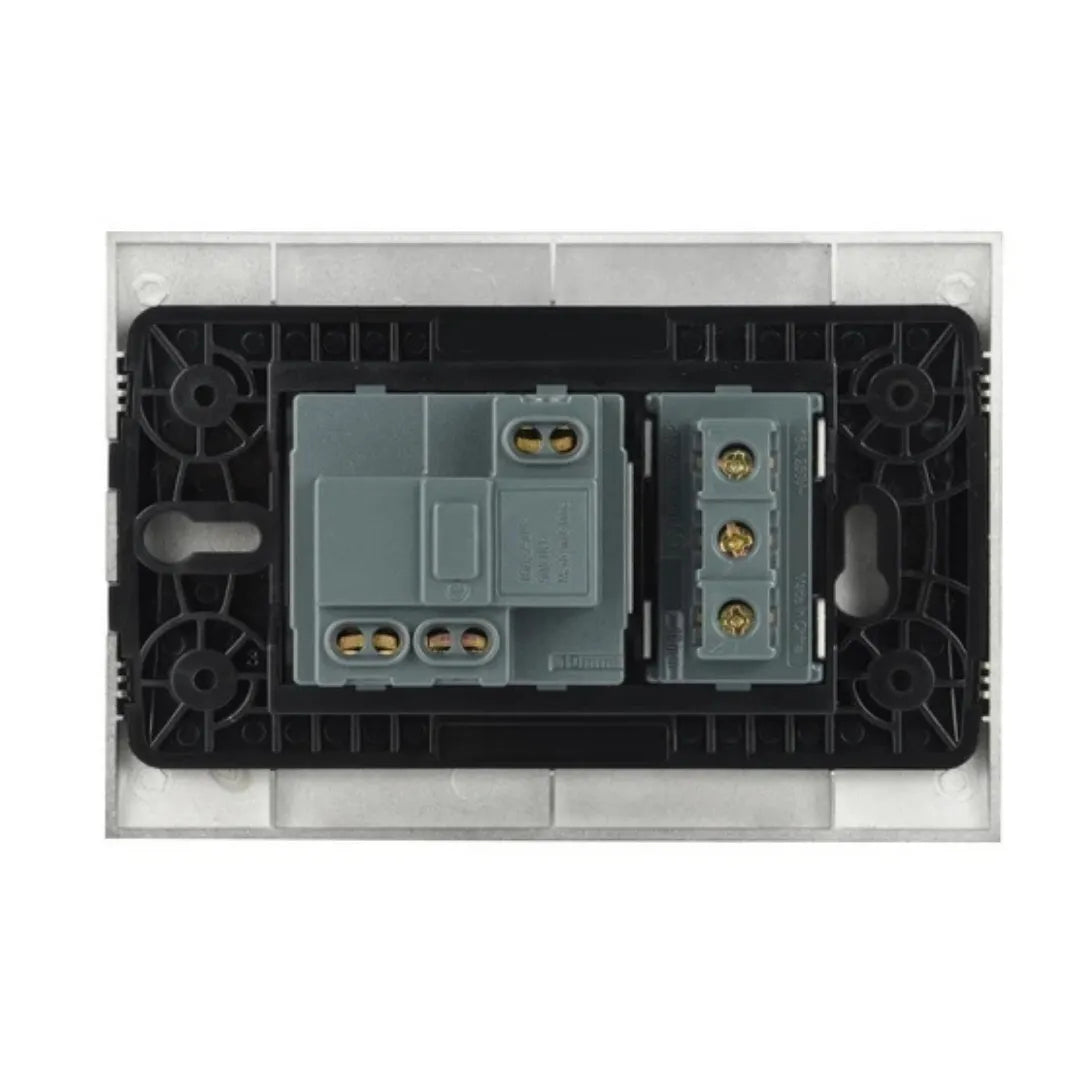 Placca con Supporto, Presa Bipasso e Schuko | Electroline