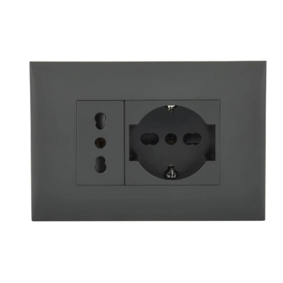 Placca con Supporto, Presa Bipasso e Schuko | Electroline