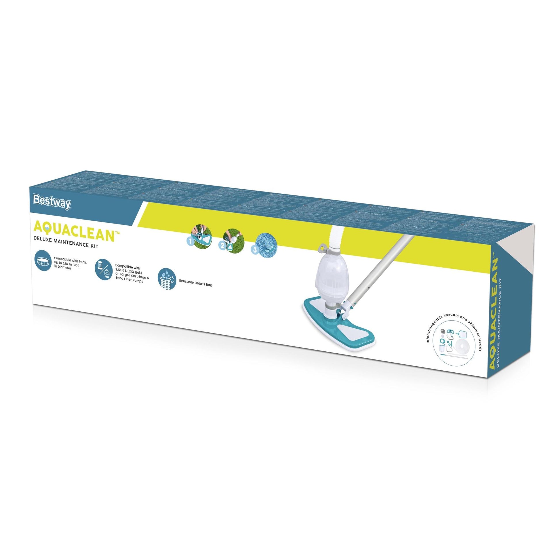 Kit per pulizia piscina AquaClean Deluxe - con skimmer e aspiratore