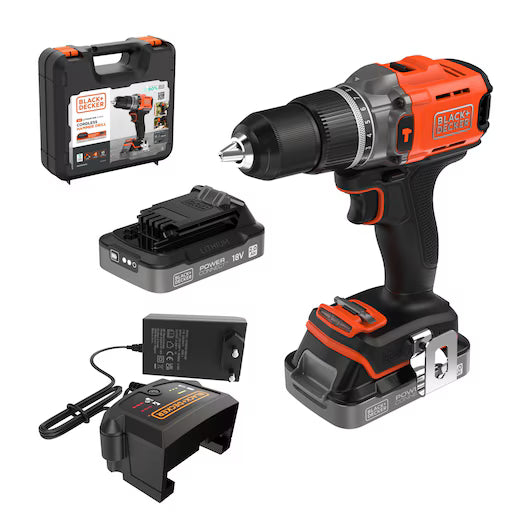 Trapano avvitatore con percussione 45Nm 18V BLACK+DECKER BCD383D2XK-QW
