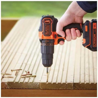 BLACK+DECKER BDCHD18S32 trapano a percussione senza fili 18 V – 32 accessori + Borsa di stoccaggio, 18 V, Orange, Set di 2 pezzi