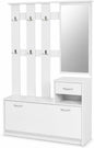 MEGAOFFERTE.IT Mobiletto Da Ingresso Con Scarpiera Specchio E Appendiabiti Arredo Moderno Per Corridoio Entratina 97 X 35 X 25 Cm Bianco