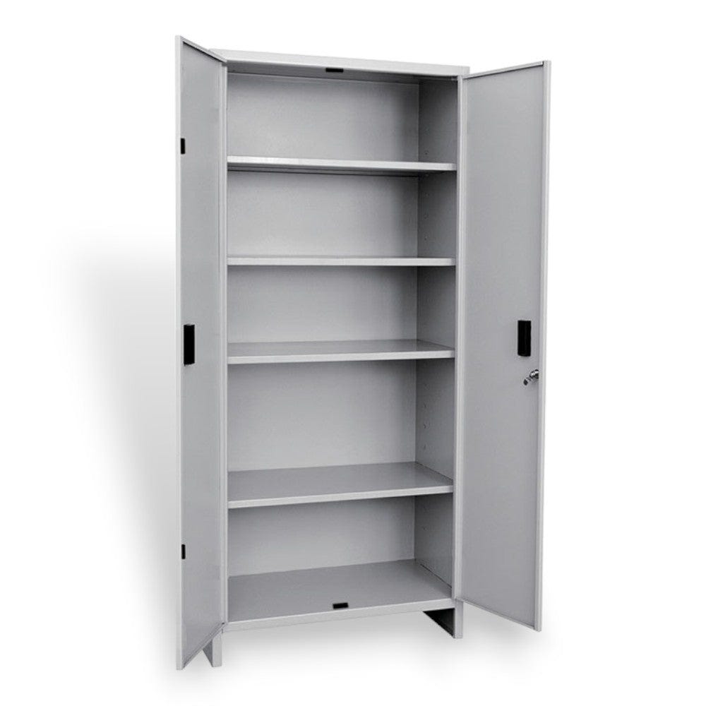 Armadio tuttopiani in metallo doppia anta con 4 ripiani e serratura - 60x40xH180 cm