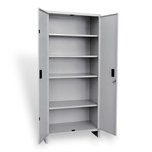 Armadio tuttopiani in metallo doppia anta con 4 ripiani e serratura - 60x40xH180 cm