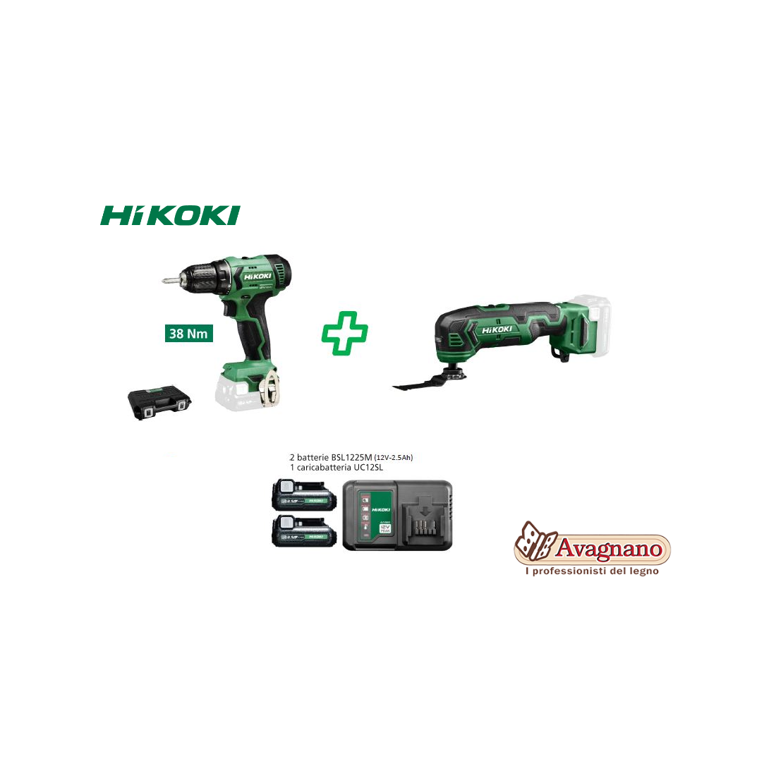 KIT KC12HKCV TRAPANO CON PERCUSSIONE DV12DA E MULTIFUNZIONE CV12DA - HIKOKI