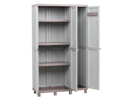 Armadio per scope C-Wood 102A TERRY STORAGE in polipropilene, tortora e grigio scuro L 102 x H 170 x P 39 cm 3 ante, adatto per interno/esterno