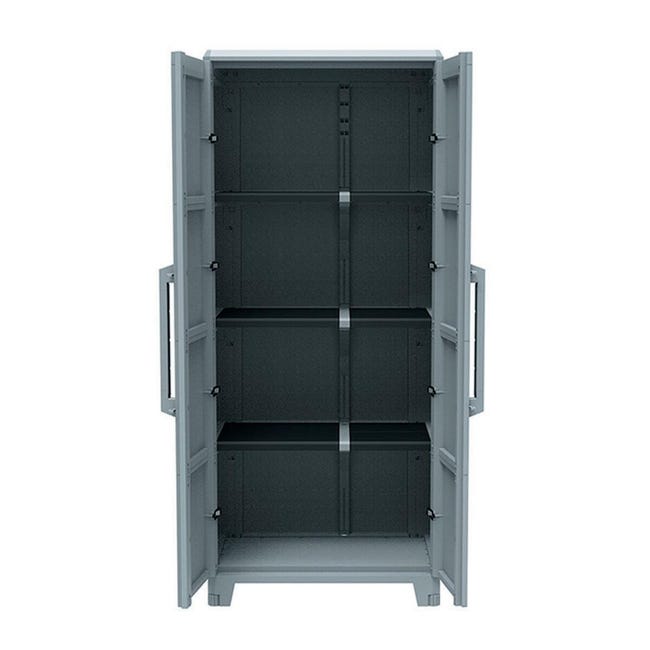 Armadio alto Trasforming Modular 4 TERRY STORAGE in resina, grigio L 78 x H 185 x P 44 cm 2 ante, adatto per interno/esterno riparato