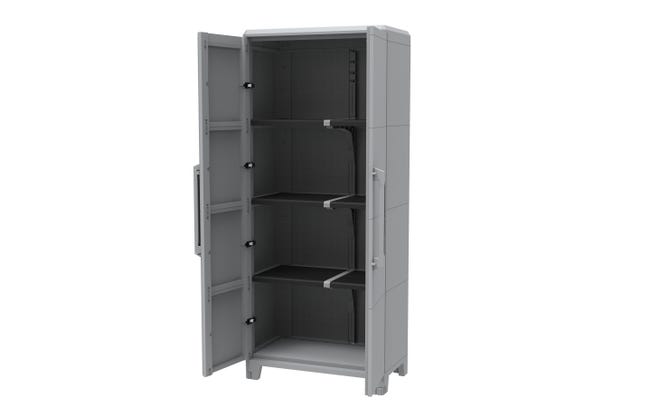 Armadio alto Trasforming Modular 4 TERRY STORAGE in resina, grigio L 78 x H 185 x P 44 cm 2 ante, adatto per interno/esterno riparato