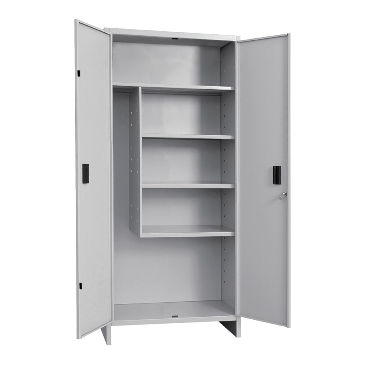 Armadio per scope Pratiko Q in acciaio, grigio L 80 x H 179.5 x P 40 cm 2 ante, da interno