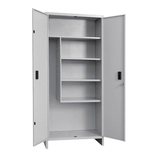 Armadio per scope Pratiko Q in acciaio, grigio L 80 x H 179.5 x P 40 cm 2 ante, da interno