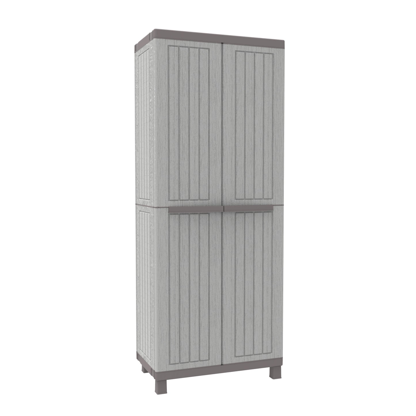 Armadio per scope C-Wood 3680 TERRY STORAGE in polipropilene, grigio chiaro e tortora L 68 x H 170 x P 39 cm 2 ante, adatto per interno/esterno