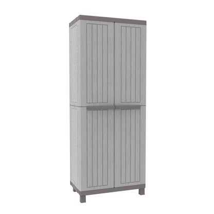 Armadio per scope C-Wood 3680 TERRY STORAGE in polipropilene, grigio chiaro e tortora L 68 x H 170 x P 39 cm 2 ante, adatto per interno/esterno