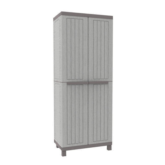 Armadio per scope C-Wood 3680 TERRY STORAGE in polipropilene, grigio chiaro e tortora L 68 x H 170 x P 39 cm 2 ante, adatto per interno/esterno