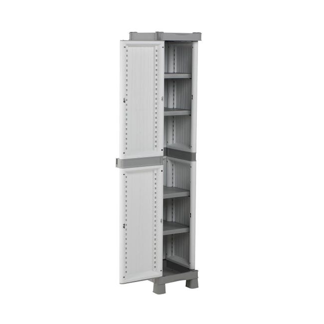 Armadio in Resina Antiurto Terry Wave 1A 35X44X181Cm 1 Anta 5 Ripiani da Esterno
