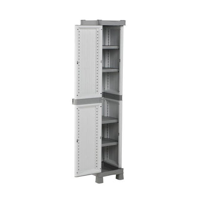 Armadio in Resina Antiurto Terry Wave 1A 35X44X181Cm 1 Anta 5 Ripiani da Esterno