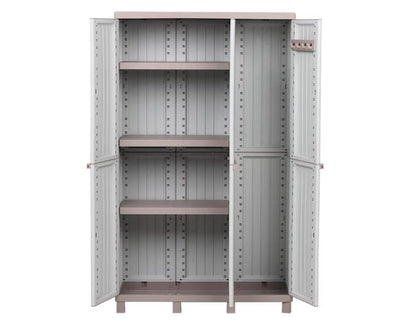 Armadio per scope C-Wood 102A TERRY STORAGE in polipropilene, tortora e grigio scuro L 102 x H 170 x P 39 cm 3 ante, adatto per interno/esterno
