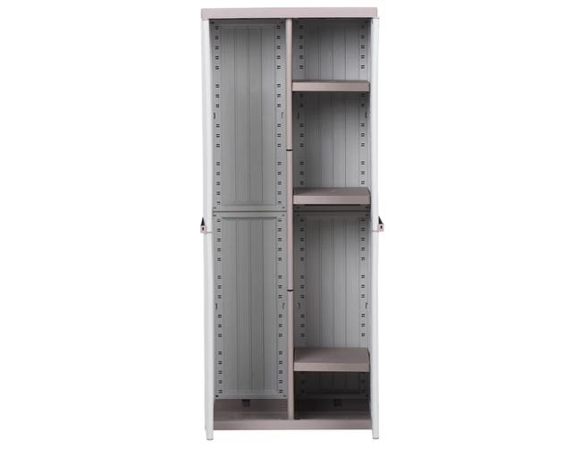 Armadio per scope C-Wood 3680 TERRY STORAGE in polipropilene, grigio chiaro e tortora L 68 x H 170 x P 39 cm 2 ante, adatto per interno/esterno