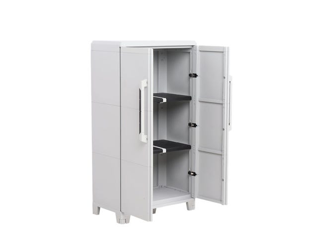 Armadio basso Trasforming Modular 3 TERRY STORAGE in resina, grigio L 78 x H 143 x P 44 cm 2 ante, adatto per interno/esterno
