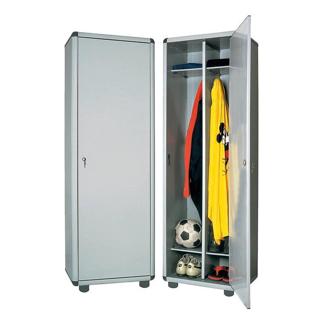 Armadio spogliatoio Easy A GAROFALO in resina grigio/grigio L 59 x H 175 x P 39 cm 1 anta per interno ed esterno riparato
