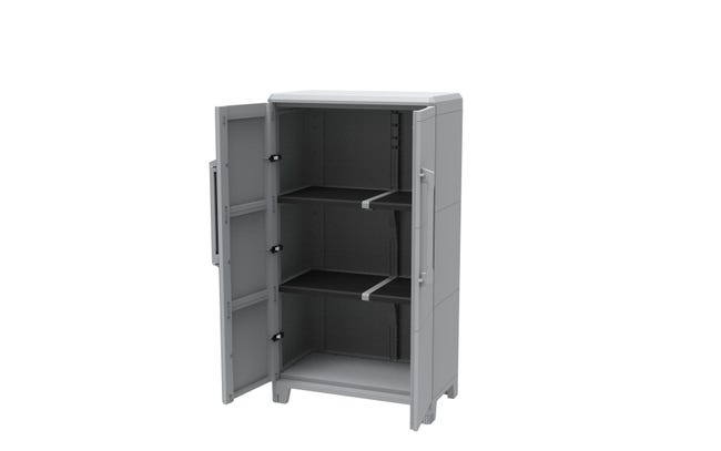 Armadio basso Trasforming Modular 3 TERRY STORAGE in resina, grigio L 78 x H 143 x P 44 cm 2 ante, adatto per interno/esterno
